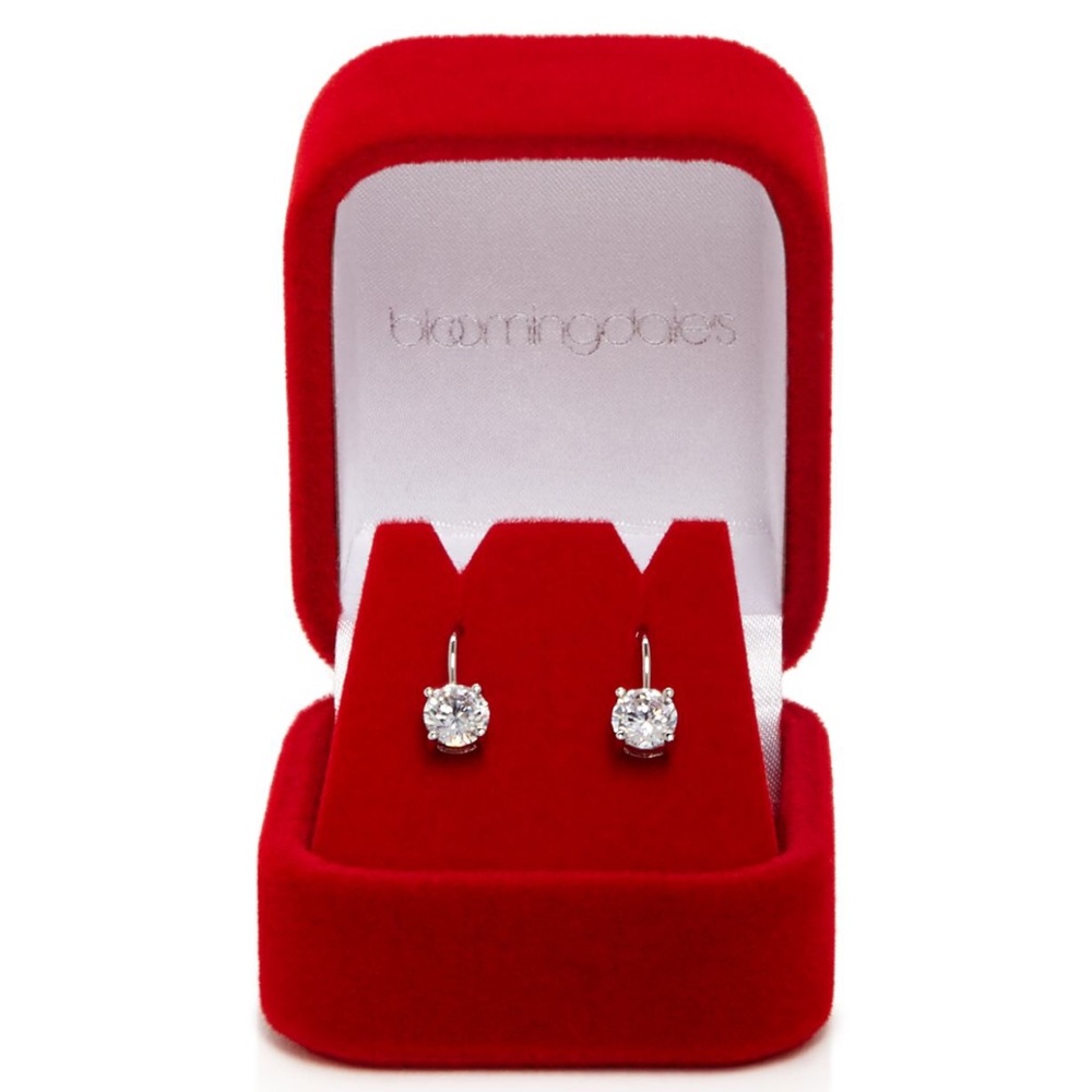 Bloomingdale's CZ Diamond Pendant Earrings in Red Gift Box